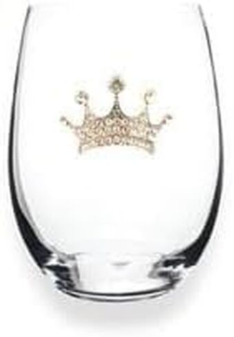 THE QUEENS' JEWELS Aurora Borealis Crown Jeweled Stemmed Wine Glass – Regal Crown Of Eye-Catching Sparkling Jewels, Hand-Decorated Glassware – Not Painted, Dazzling and Unique in Saudi Arabia