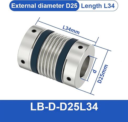 LB-B-D25L38 5mm to 12mm Aluminum Alloy Shaft Coupler Bellows Coupling for Lathe Connect(LB-B-D25L38-6X10) in Saudi Arabia