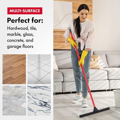 Tyroler Rubber Floor Squeegee Heavy Duty 17", Deck Squeegee Outdoor for Floors with 55" 4 Part Handle, Perfect Outdoor Squeegees for Patio, Tiles, Marble, Garage, Shower, Window in Saudi Arabia