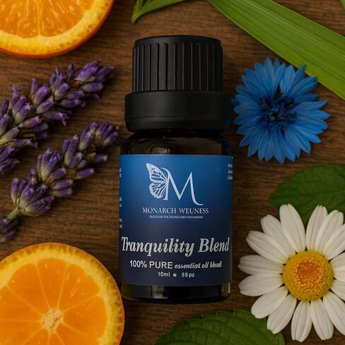 مزيج الزيوت العطرية من Monarch Wellness Tranquility - اللافندر والسترونيلا والبرتقال واليوسفي والبابونج الأزرق - العلاج العطري للمعلمين وتخفيف التوتر والاسترخاء في الفصل الدراسي (10 مل) in Saudi Arabia