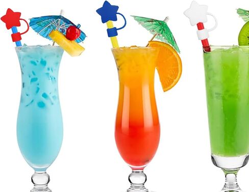 3 قطع من غطاء غطاء القش الوطني للرابع من يوليو لكأس ستانلي، غطاء علوي من القش باللون الأحمر والأزرق والأبيض مقاس 10 مم متوافق مع كوب 30 و40 أونصة ليوم ذكرى الاستقلال in Kuwait