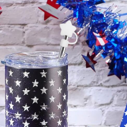 3 قطع من غطاء غطاء القش الوطني للرابع من يوليو لكأس ستانلي، غطاء علوي من القش باللون الأحمر والأزرق والأبيض مقاس 10 مم متوافق مع كوب 30 و40 أونصة ليوم ذكرى الاستقلال in Kuwait