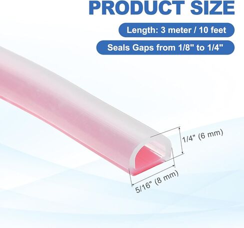 uxcell Weather Stripping Door Seal, 10 ft Self-Adhesive D-Shape Seal Strip Silicone Insulation Window Gap Filler for Door Frame Sealing Gap (5/16" W x 1/4" T, Clear) in Saudi Arabia