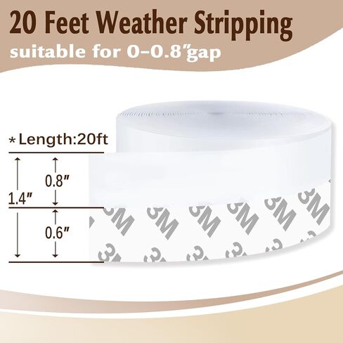 Weather Stripping Door Seal Strip 20 Feet, Silicone Seal Strip Sealing Tape Draft Stopper for Shower Door Bottom, Self Adhesive Insulation Tape for Frame Window Glass Gap (Transparent, 35mm) in Saudi Arabia