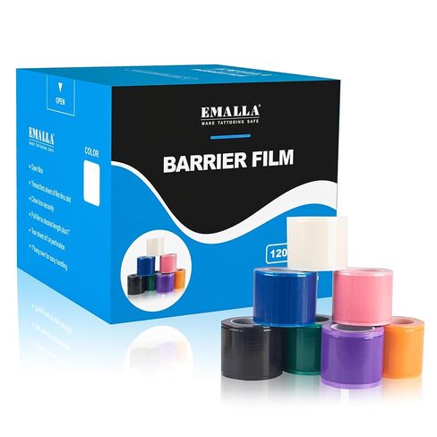 Emalla Barrier Film - Emalla Black Dental Barrier Film Roll 1200 Sheets Barrier Tape 4'' x 6'' Thick Disposable Protective PE Film with Dispenser Box for Dental Tattoo Makeup Microblading Supplies in Kuwait