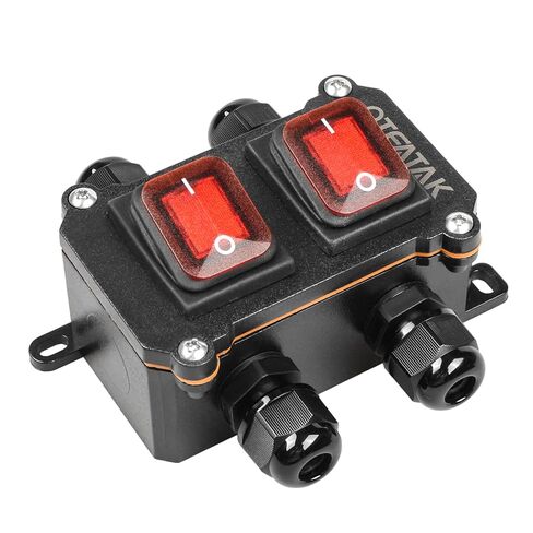 QTEATAK Inline Cord Switch DPST AC/DC 20A-125V, 16A-250V, 30A-24V, 35A-12V IP66 On-Off Toggle Switch Green Double Side Double Hole PG9 Waterproof Switch Box KCD4 in Saudi Arabia