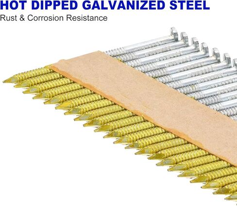 uxcell 2000Pcs 34 Degree 0.113" x 2" Framing Nails, Galvanized Carbon Steel Paper Collated Nails for Furniture/Constructions, Color Zinc in Saudi Arabia