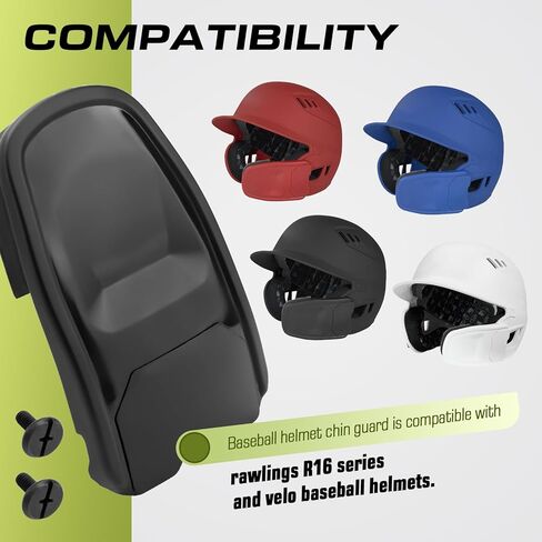 Reversible Extension Piece for Rawlings R16 Series Baseball Helmet Face Guard Attachment, R16 Baseball Jaw Guard Chin Guard for Rawlings Velo Teenage & Youth Batting Helmet, Black in Kuwait
