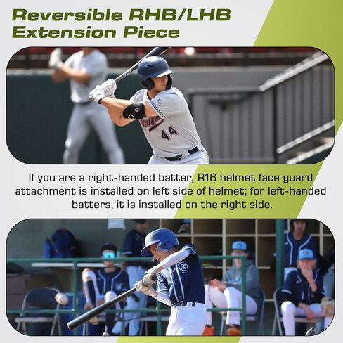 Reversible Extension Piece for Rawlings R16 Series Baseball Helmet Face Guard Attachment, R16 Baseball Jaw Guard Chin Guard for Rawlings Velo Teenage & Youth Batting Helmet, Black in Kuwait