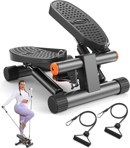 Niceday Mini Steppers for Exercise at Home, Stepper with Resistance Bands, Stepper with 300LBS Loading Capacity, Hydraulic Fitness Stepper with LCD Monitor Black in Kuwait
