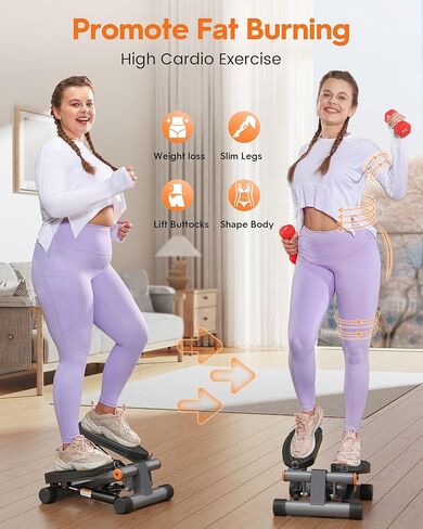 Niceday Mini Steppers for Exercise at Home, Stepper with Resistance Bands, Stepper with 300LBS Loading Capacity, Hydraulic Fitness Stepper with LCD Monitor Black in Kuwait