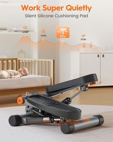 Niceday Mini Steppers for Exercise at Home, Stepper with Resistance Bands, Stepper with 300LBS Loading Capacity, Hydraulic Fitness Stepper with LCD Monitor Black in Kuwait