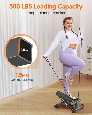 Niceday Mini Steppers for Exercise at Home, Stepper with Resistance Bands, Stepper with 300LBS Loading Capacity, Hydraulic Fitness Stepper with LCD Monitor Black in Kuwait