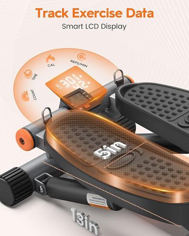 Niceday Mini Steppers for Exercise at Home, Stepper with Resistance Bands, Stepper with 300LBS Loading Capacity, Hydraulic Fitness Stepper with LCD Monitor Black in Kuwait