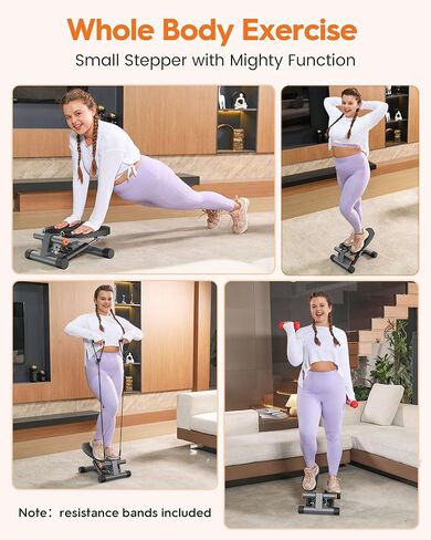 Niceday Mini Steppers for Exercise at Home, Stepper with Resistance Bands, Stepper with 300LBS Loading Capacity, Hydraulic Fitness Stepper with LCD Monitor Black in Kuwait