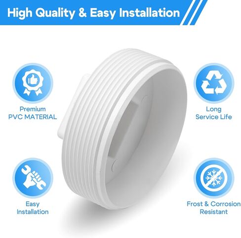 Cinsda 3 "PVC قابس تنظيف المجاري، NPT ذكر غطاء تصريف دافق ملولب لأنظمة أنابيب الصرف الصحي، غطاء الوصول إلى أنابيب مياه الصرف الصحي in Kuwait
