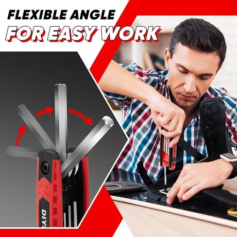 مجموعة مفاتيح ألين من DIYSELF مكونة من 17 قطعة لإصلاح منزل الرماية بالدراجة، متري وSAE، مجموعة مفاتيح سداسية قابلة للطي للباب، والتخلص من القمامة، أداة مفتاح ألين للكهربائيين الرجال والأب والزوج in Kuwait