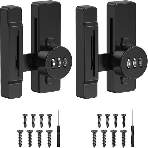 Keyless Cabinet Combination Lock - 90/180 Degree Sliding Closet Door Lock for Pantry, Barn, Cupboard, Drawer - Zinc Alloy Mechanical Password Latch, Anti-Theft & Sturdy (1, White) in Saudi Arabia