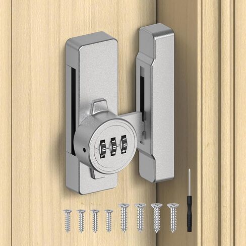 Keyless Cabinet Combination Lock - 90/180 Degree Sliding Closet Door Lock for Pantry, Barn, Cupboard, Drawer - Zinc Alloy Mechanical Password Latch, Anti-Theft & Sturdy (1, White) in Saudi Arabia