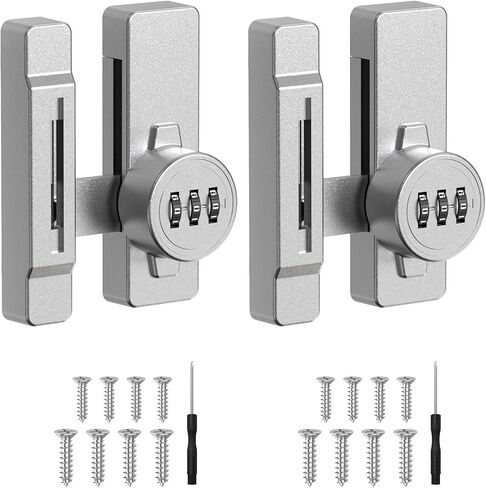 Keyless Cabinet Combination Lock - 90/180 Degree Sliding Closet Door Lock for Pantry, Barn, Cupboard, Drawer - Zinc Alloy Mechanical Password Latch, Anti-Theft & Sturdy (1, White) in Saudi Arabia