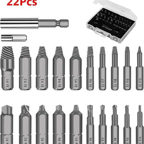 22Pcs Damaged Screw Extractor Remover Drill Bit Extractor Set in Saudi Arabia