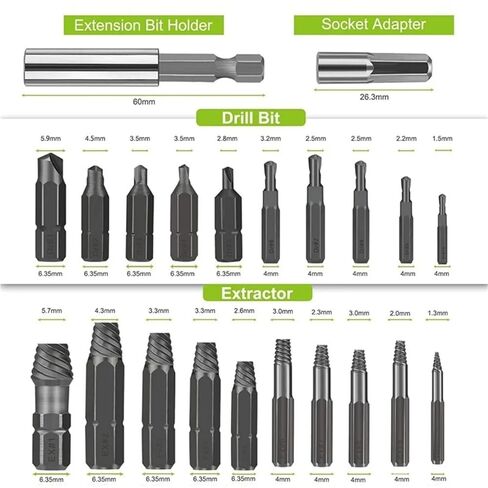 22Pcs Damaged Screw Extractor Remover Drill Bit Extractor Set in Saudi Arabia