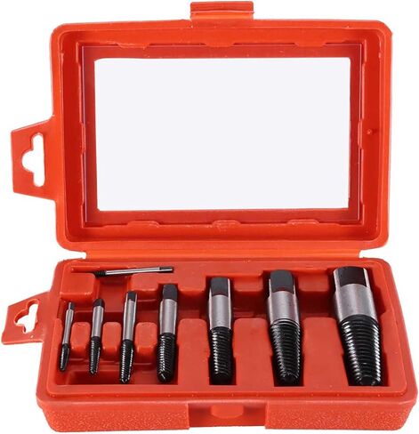 Broken Water Pipe Extractor 8pcs, Damaged Water Pipe Screw Bolt Extractor Remover Easy Out Set with Storage Case for Removing Stripped Screws and Broken Bolts in Kuwait