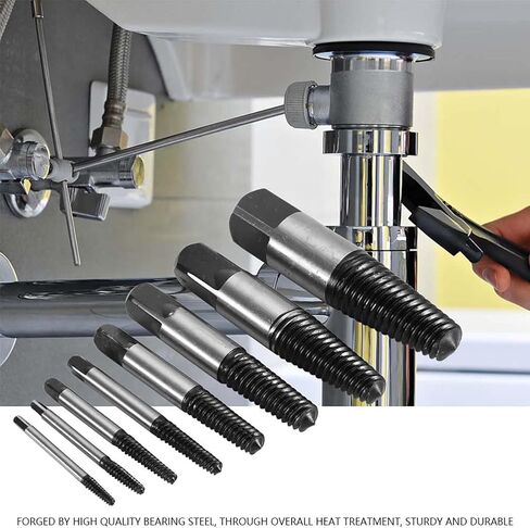 Broken Water Pipe Extractor 8pcs, Damaged Water Pipe Screw Bolt Extractor Remover Easy Out Set with Storage Case for Removing Stripped Screws and Broken Bolts in Kuwait