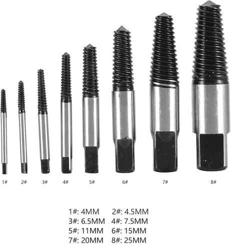Broken Water Pipe Extractor 8pcs, Damaged Water Pipe Screw Bolt Extractor Remover Easy Out Set with Storage Case for Removing Stripped Screws and Broken Bolts in Kuwait