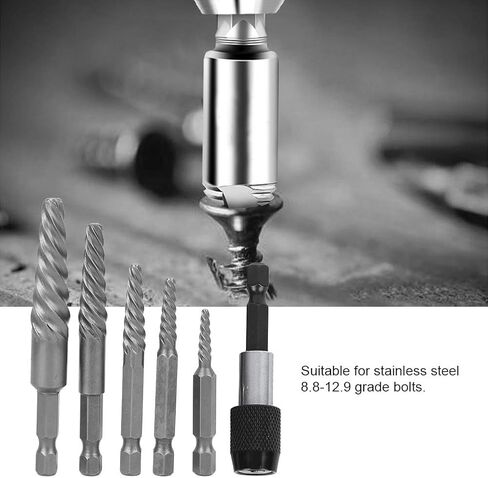 Professional Grade Screw Extractor Kit Heavy Duty Broken Bolt Remover Tool Set with Hex Shank for Mechanics Engineers DIY 6PCS Different Sizes High Speed Steel Construction in Saudi Arabia