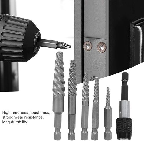 Professional Grade Screw Extractor Kit Heavy Duty Broken Bolt Remover Tool Set with Hex Shank for Mechanics Engineers DIY 6PCS Different Sizes High Speed Steel Construction in Saudi Arabia