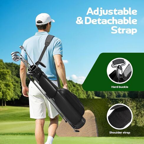 حقيبة جولف خفيفة الوزن، حقيبة جولف صغيرة Par 3 Sunday مع فواصل ثنائية الاتجاه وغطاء للمطر وجيب مبرد وحزام كتف وجيوب تخزين متعددة للرجال والنساء in Kuwait