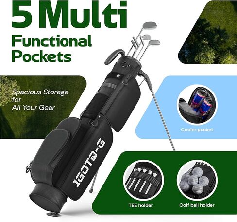 حقيبة جولف خفيفة الوزن، حقيبة جولف صغيرة Par 3 Sunday مع فواصل ثنائية الاتجاه وغطاء للمطر وجيب مبرد وحزام كتف وجيوب تخزين متعددة للرجال والنساء in Kuwait