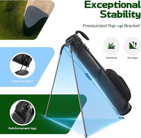 حقيبة جولف خفيفة الوزن، حقيبة جولف صغيرة Par 3 Sunday مع فواصل ثنائية الاتجاه وغطاء للمطر وجيب مبرد وحزام كتف وجيوب تخزين متعددة للرجال والنساء in Kuwait