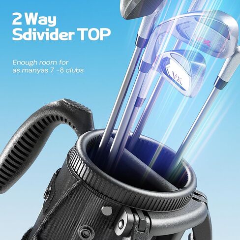 حقيبة جولف خفيفة الوزن، حقيبة جولف صغيرة Par 3 Sunday مع فواصل ثنائية الاتجاه وغطاء للمطر وجيب مبرد وحزام كتف وجيوب تخزين متعددة للرجال والنساء in Kuwait