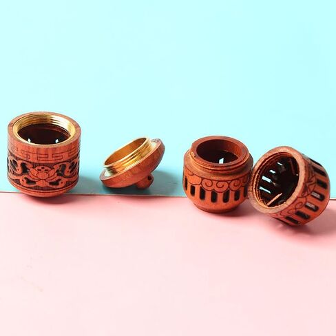 4-Piece Hand-Carved Wooden Mini Bottles – Floral/Geometric Patterns, Essential Oil Diffusers & DIY Craft Supplies in Saudi Arabia