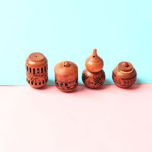4-Piece Hand-Carved Wooden Mini Bottles – Floral/Geometric Patterns, Essential Oil Diffusers & DIY Craft Supplies in Saudi Arabia