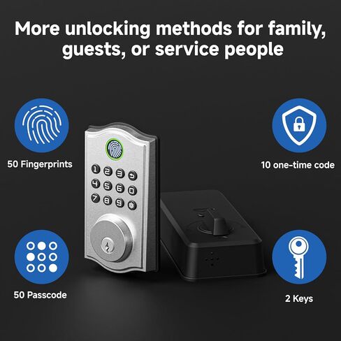 UD03F Fingerprint Smart Lock for Front Door, Keyless Entry Deadbolt, 4-Language Voice Guide, Backlit Keypad, Auto Lock, Easy to Install in Saudi Arabia