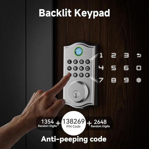 UD03F Fingerprint Smart Lock for Front Door, Keyless Entry Deadbolt, 4-Language Voice Guide, Backlit Keypad, Auto Lock, Easy to Install in Saudi Arabia