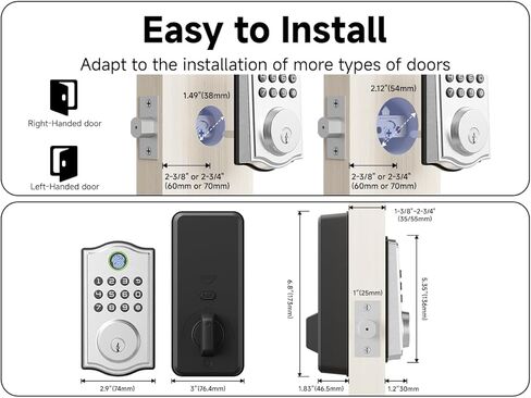 UD03F Fingerprint Smart Lock for Front Door, Keyless Entry Deadbolt, 4-Language Voice Guide, Backlit Keypad, Auto Lock, Easy to Install in Saudi Arabia