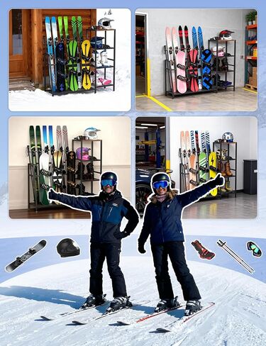 sogiv 4-Tier Freestanding Snowboard Rack, Ski Storage Rack, Ski Holders, Floor Stand Ski Organizer, Ski & Snowboard Rack Organizer for Garage, Home, Basement, Shed Ski Enthusiasts in Kuwait
