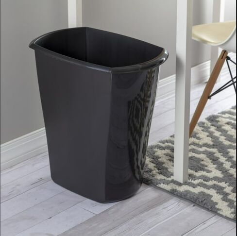 10 Gallon Large Kitchen Trash Can, Plastic Open Top Garbage Bin Without Lid, Waste Container for Home Kitchen Office Laundry Room, Black (15" L x 10" W x 15 7/8" H) in Saudi Arabia
