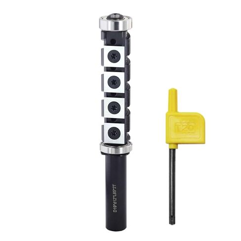 12mm Shank Spiral Flush Trim Router Bit Top and Bottom Double Bearings Trimmer 65mm Cut Length Repaceable Insert Cutter(Blades 10pcs) in Kuwait