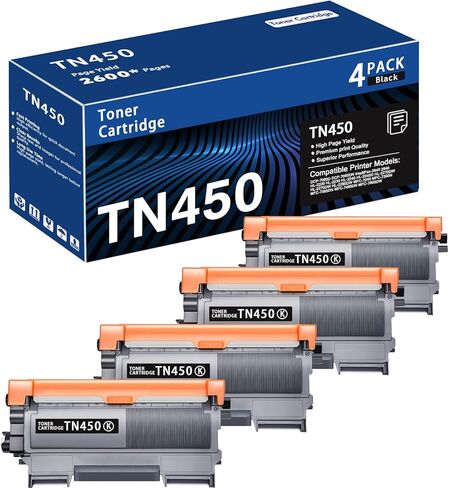خرطوشة حبر TN450 سوداء مكونة من عبوتين عالية الإنتاجية متوافقة مع Brother TN-450 TN 450 بديلة لطابعة HL-2240 HL-2270DW HL-2280DW MFC-7360N MFC-7460DN MFC-7860DW IntelliFax ​​2840 2940 in Kuwait