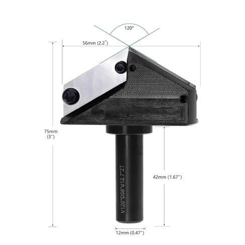 12mm Shank 120 Degree V-Groove Router Bit Milling Cutter Replaceable Carbide Insert Slotting Cutter Milling Cutter in Kuwait