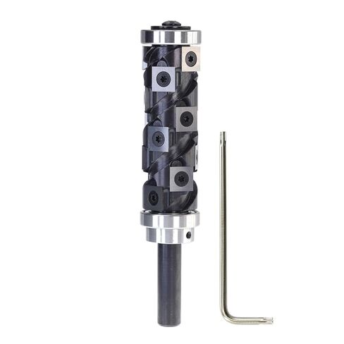 CNC 12.7mm 1/12" Shank Spiral Trimming End Mill Vertical Flush Trim Router Bit 80mm Cut Length with 12x12x2.2mm Carbide Inserts(D12.7D30H80) in Kuwait