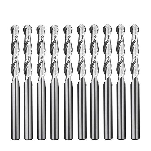 10pcs 3.175mm Shank Ball Nose End Mill 2 Flutes Spiral Milling Cutter CNC Carving Router Bit(3.175x2x12) in Kuwait
