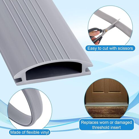 2 Pack 36 Inch Door Threshold Seal Vinyl Replacement Insert for Adjustable Height Aluminum Thresholds 1-5/16 x 3/8 Inch Gray Flexible Door Threshold Strip for Exterior Front Door Weather Stripping in Kuwait