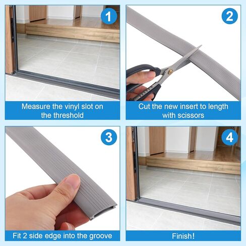 2 Pack 36 Inch Door Threshold Seal Vinyl Replacement Insert for Adjustable Height Aluminum Thresholds 1-5/16 x 3/8 Inch Gray Flexible Door Threshold Strip for Exterior Front Door Weather Stripping in Kuwait