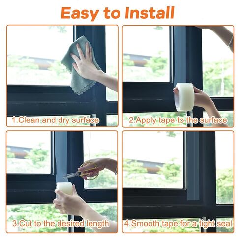 YoleShy 3 عبوات من شريط إغلاق الطقس الشفاف للنافذة مقاس 2 بوصة × 30 ياردة بدون بقايا عزل نافذة شديد التحمل لإغلاق الفجوة في فصل الشتاء البارد، إجمالي 90 ياردة نافذة مكيف الهواء in Kuwait